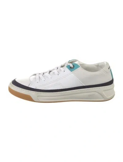 Pre-owned Buscemi Leather Colorblock Pattern Sneakers In White