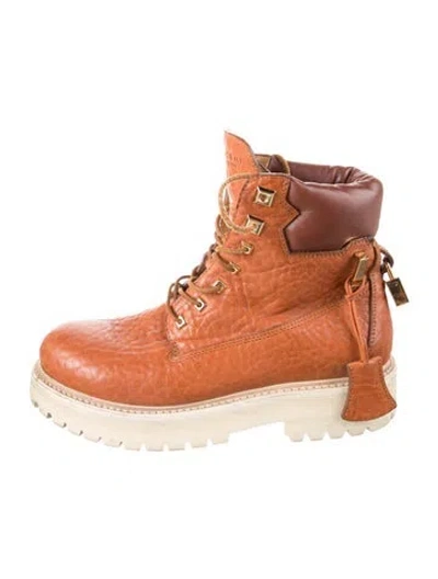 Pre-owned Buscemi Leather Combat Boots In Brown