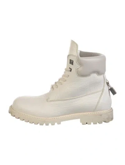 Pre-owned Buscemi Leather Combat Boots In Neutral