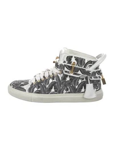 Pre-owned Buscemi Leather Floral Print Sneakers In Black/white