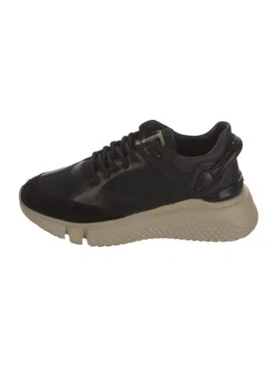 Pre-owned Buscemi Leather Printed Athletic Sneakers In Black