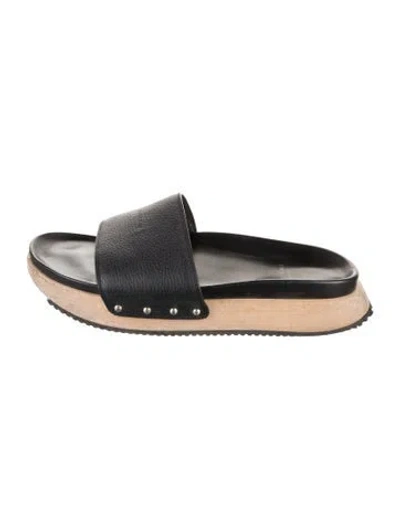 Pre-owned Buscemi Leather Slides In Black