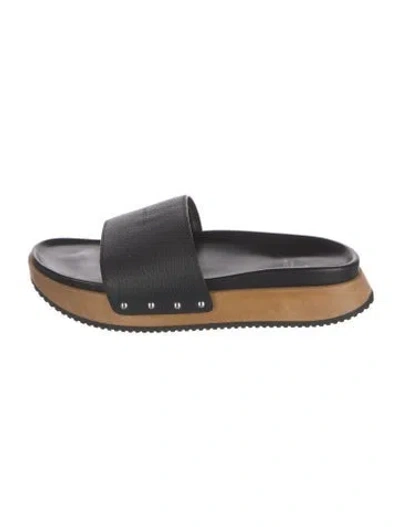 Pre-owned Buscemi Leather Slides In Black