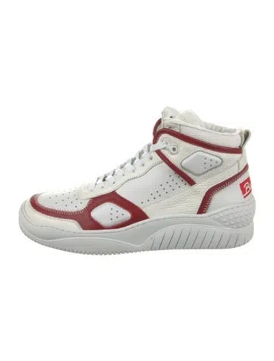 Pre-owned Buscemi Leather Striped Sneakers In White