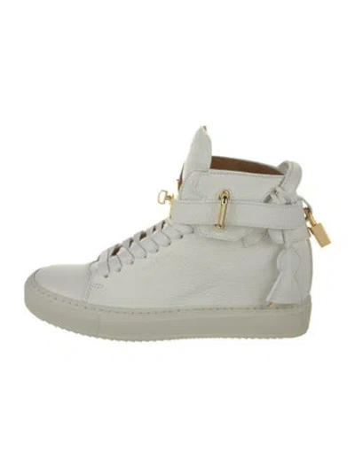 Pre-owned Buscemi Leather Wedge Sneakers In White