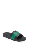 Buscemi Logo Slide Sandal In Black/ Green/ Black