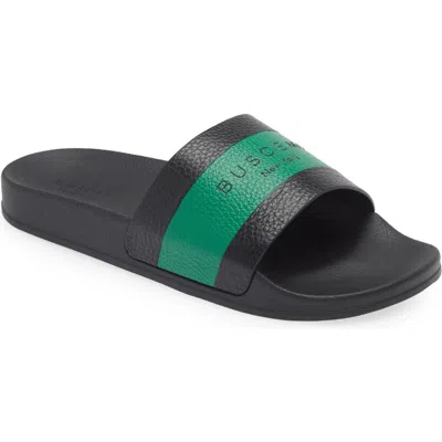 Buscemi Logo Slide Sandal In Black/green/black