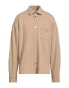 Buscemi Man Shirt Sand Size L Cotton, Polyester, Elastane In Beige
