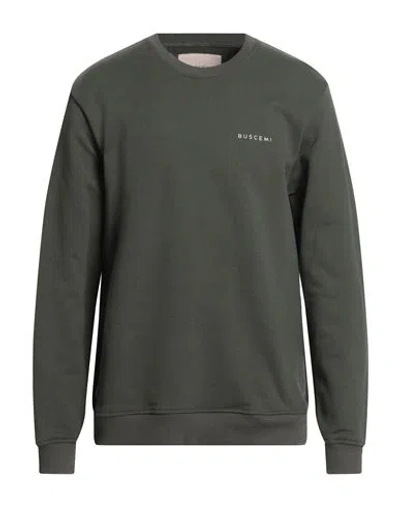 Buscemi Man Sweatshirt Military Green Size L Cotton, Elastane