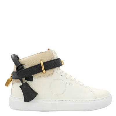 Buscemi Men's Alce Belted High-top Sneakers In White/black/beige
