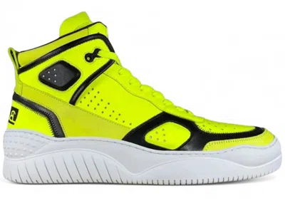 Pre-owned Buscemi Men's  Basket High Sneakers In Neon Yellow