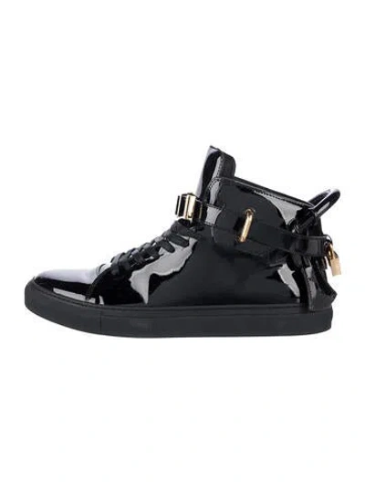 Pre-owned Buscemi Patent Leather Sneakers In Blue
