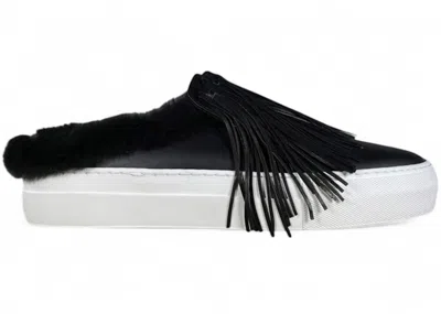 Pre-owned Buscemi Sabot Fringe Slipon Flat (women's) Sneakers In Black/white In Multi