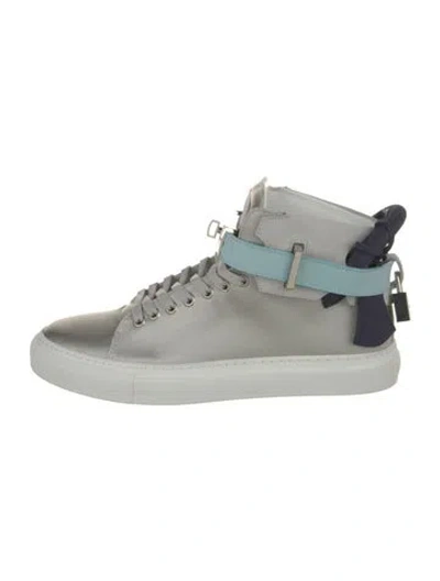 Pre-owned Buscemi Satin Colorblock Pattern Sneakers In Gray