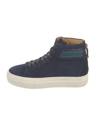 Pre-owned Buscemi Suede Braided Accents Sneakers In Blue