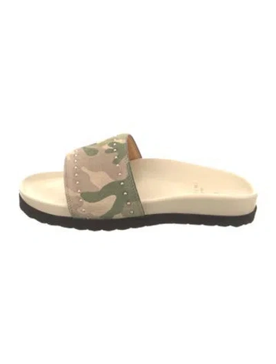 Pre-owned Buscemi Suede Camouflage Print Slides W/ Tags In Neutral