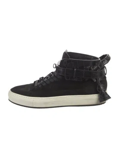 Pre-owned Buscemi Suede Leather Trim Embellishment Sneakers In Black