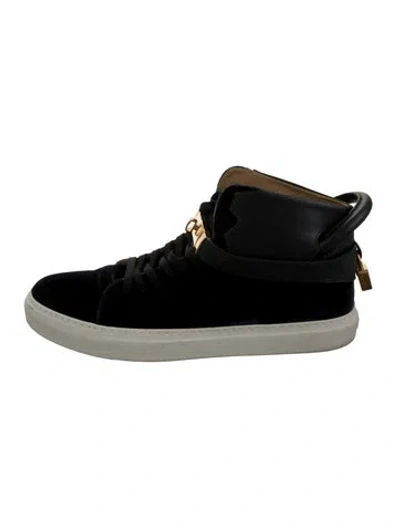 Pre-owned Buscemi Velvet Leather Trim Embellishment Sneakers In Blue