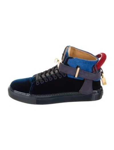 Pre-owned Buscemi Velvet Printed Sneakers In Blue