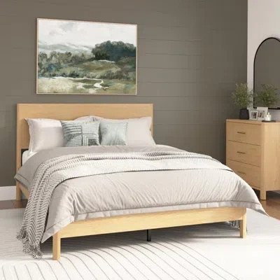 Bush Furniture Queen Platform Bed Frame With Headboard, Bedroom Furniture In Natural White Oak