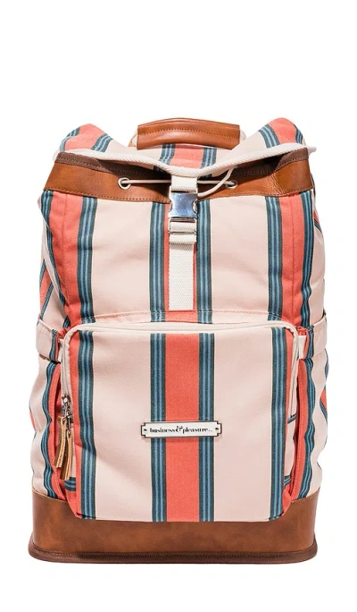 Business & Pleasure Backpack Cooler In Bistro Dusty Pink Stripe