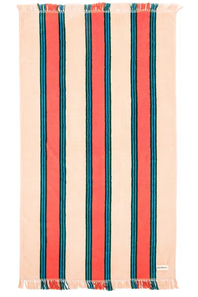 Business & Pleasure Beach Towel In Bistro Dusty Pink Stripe