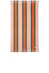 Business & Pleasure Beach Towel In Bistro Dusty Pink Stripe