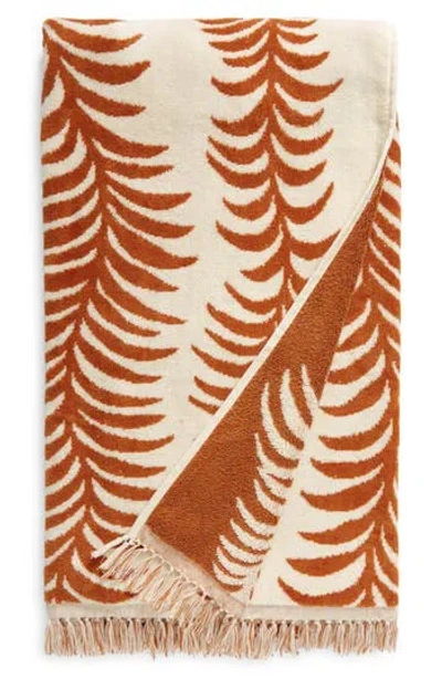 Business & Pleasure Business And Pleasure Co Palm Print Fringe Cotton Beach Towel In Brown