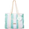 Business & Pleasure Business And Pleasure Co Volcano Beach Tote Bag In Last Mango Green Stripe