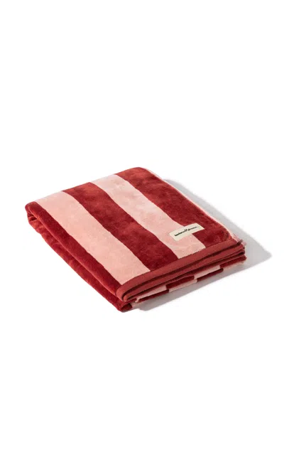 Business & Pleasure - Striped Cotton Terry Beach Towel  - Stripe In Red
