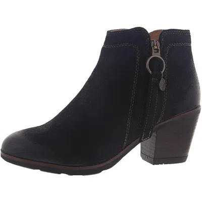 Bussola Rose Womens Leather Block Heel Booties In Black