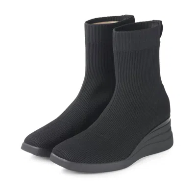 Bussola Women's Sophie Ankle Knit Stretch Boot In Black