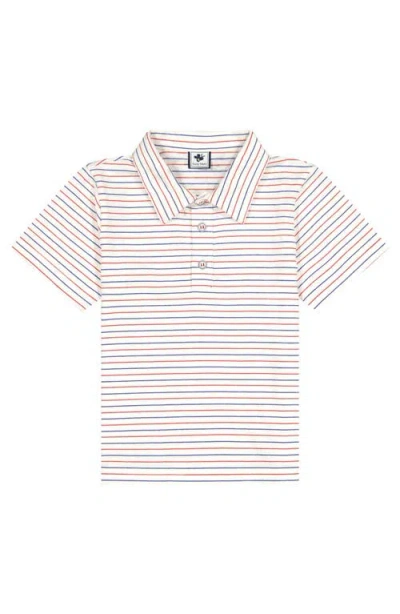Busy Bees Babies'  Boys Short Sleeve Polo Red White And Blue Stripe