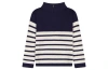 Busy Bees Kids'  Cotton Zip Sweater In Breton Navy White Stripe