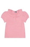 Busy Bees Eliza Ruffle Polo Pink Mini Stripe In Pink Mini Stripe