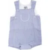Busy Bees George Classic Romper In Navy Seersucker Stripe