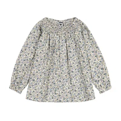 Busy Bees Kids' Girl's Georgina Smocked Top In Cream Floral In Green