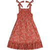 Busy Bees India Shoulder Tie Sundress Red Floral In Red Floral