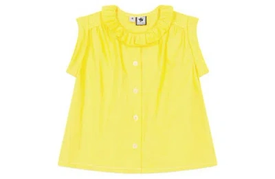 Busy Bees Babies'  Iris Ruffle Top In Yellow Dot