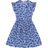 Busy Bees Babies'  Juniper Button Front Dress In Blue Poppy