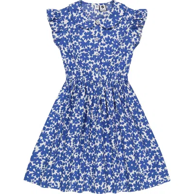 Busy Bees Babies'  Juniper Button Front Dress In Blue Poppy