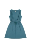 Busy Bees Lindsey Drawstring Dress Blue Green Stripe In Blue Green Stripe