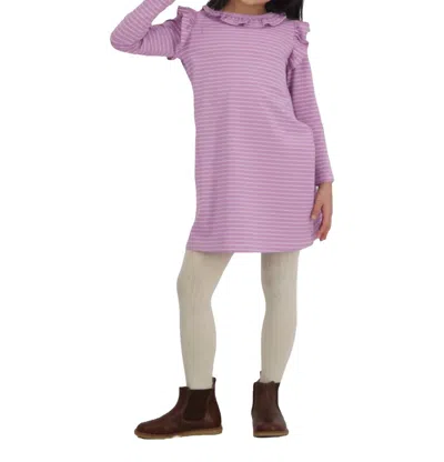 Busy Bees Kids' Luna Ruffle Dress In Lavender Stripe In Purple