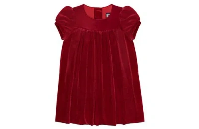 Busy Bees Kids'  Matilda Puff Sleeve Dress In Red Velvet