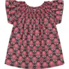 Busy Bees Molly Smocked Flutter Sleeve Top Pink Lotus In Pink Lotus
