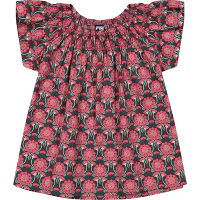 Busy Bees Kids'  Molly Smocked Flutter Sleeve Top Pink Lotus