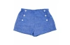 Busy Bees Sailor Button Shorts In Blue Chambray