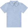 Busy Bees Babies'  Short Sleeve Polo In Blue Chambray