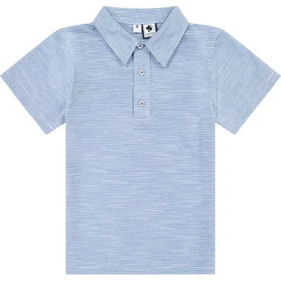Busy Bees Babies'  Short Sleeve Polo In Blue Chambray