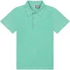 Busy Bees Babies'  Short Sleeve Polo In Green Chambray